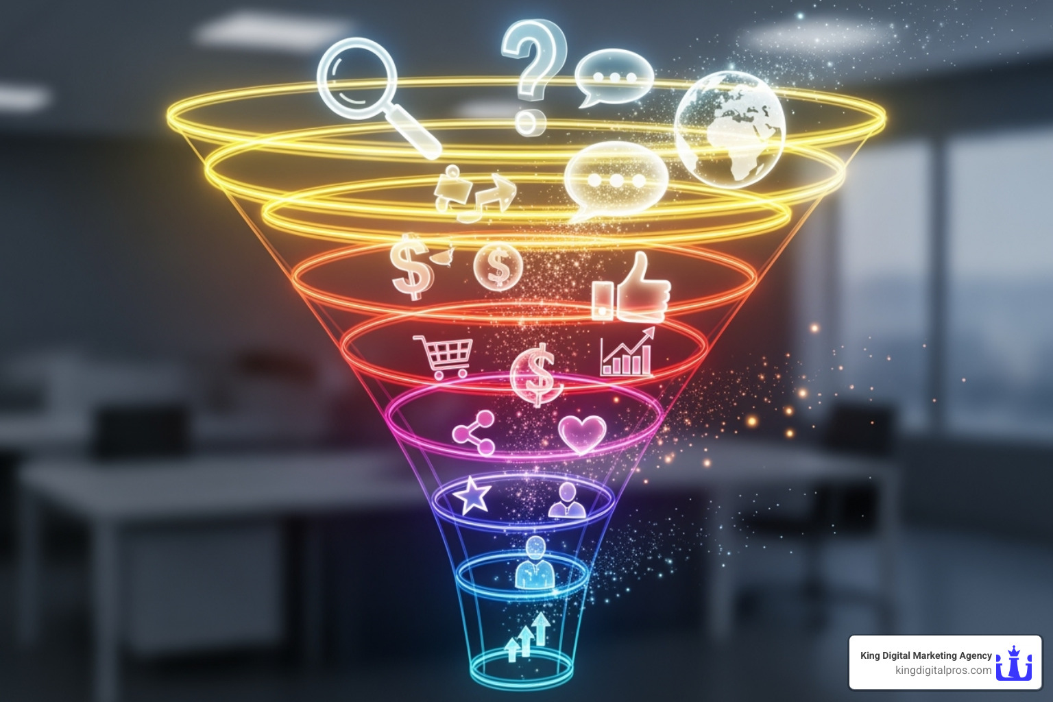 a marketing funnel showing different content types at each stage - copywriting companies