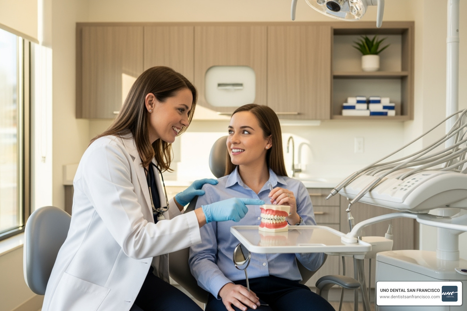 patient speaking with an orthodontist - Permanent retainer vs removable