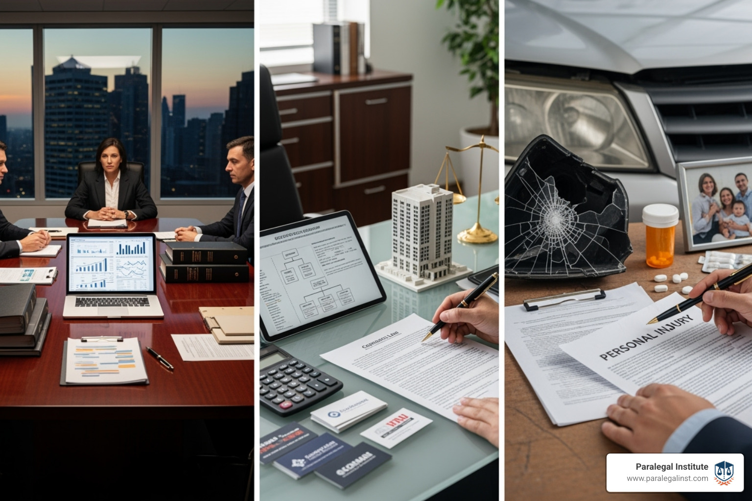 comparison table of commercial litigation, corporate, and personal injury paralegals - commercial litigation paralegal job description