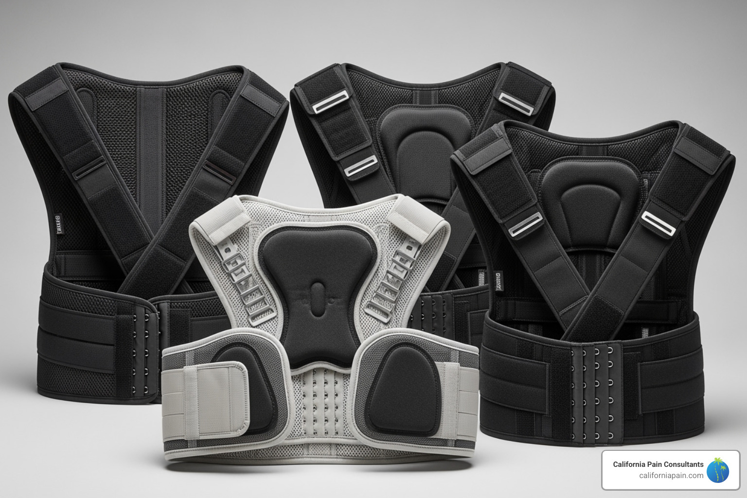 A display of various heavy lifting braces, showing different materials like mesh and elastic, with adjustable straps, removable lumbar pads, and support stays highlighted - Heavy lifting brace A display of various heavy lifting braces, showing different materials like mesh and elastic, with adjustable straps, removable lumbar pads, and support stays highlighted - Heavy lifting brace