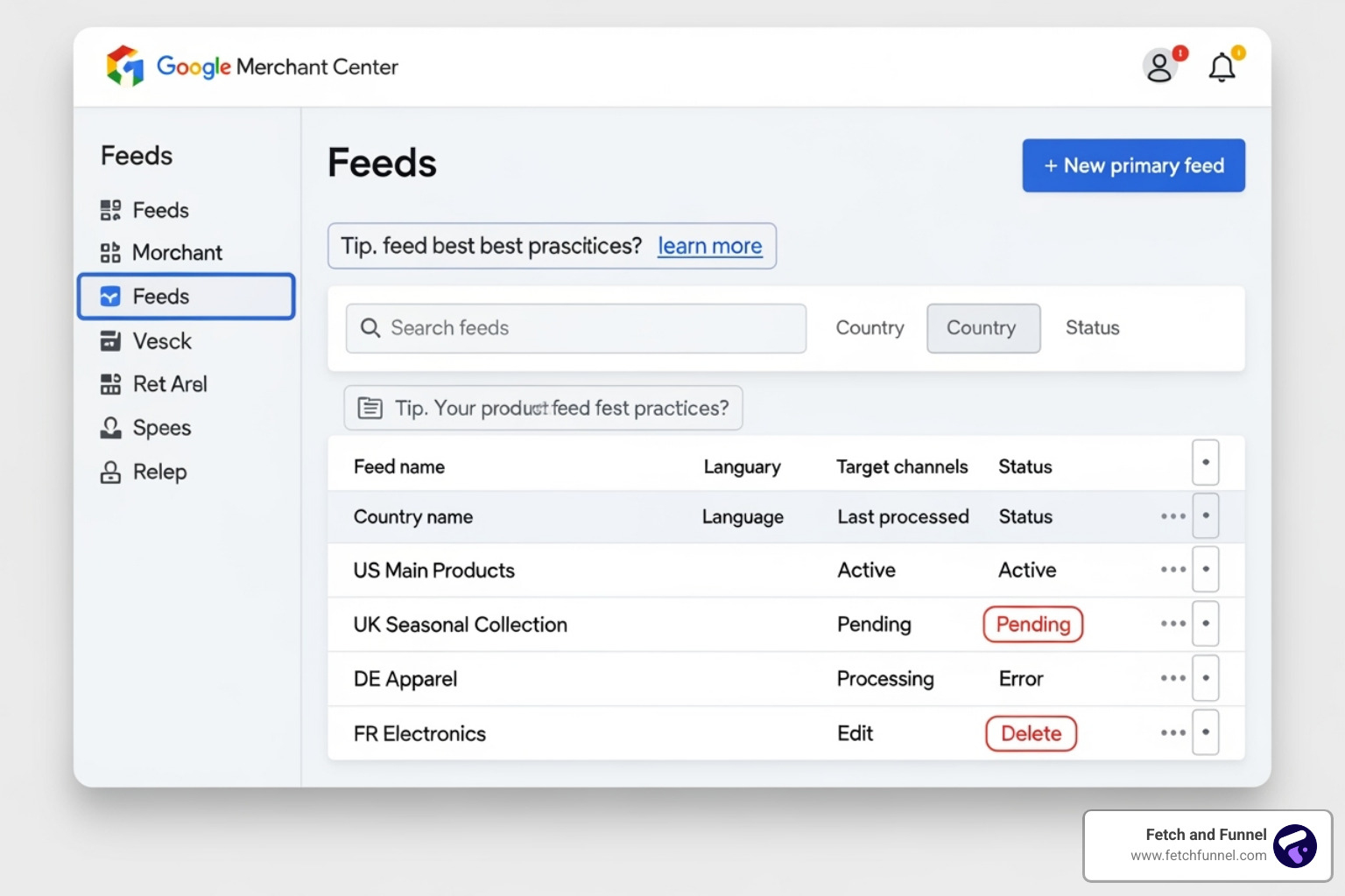 Feeds section in Google Merchant Center - google merchant center product feed Feeds section in Google Merchant Center - google merchant center product feed