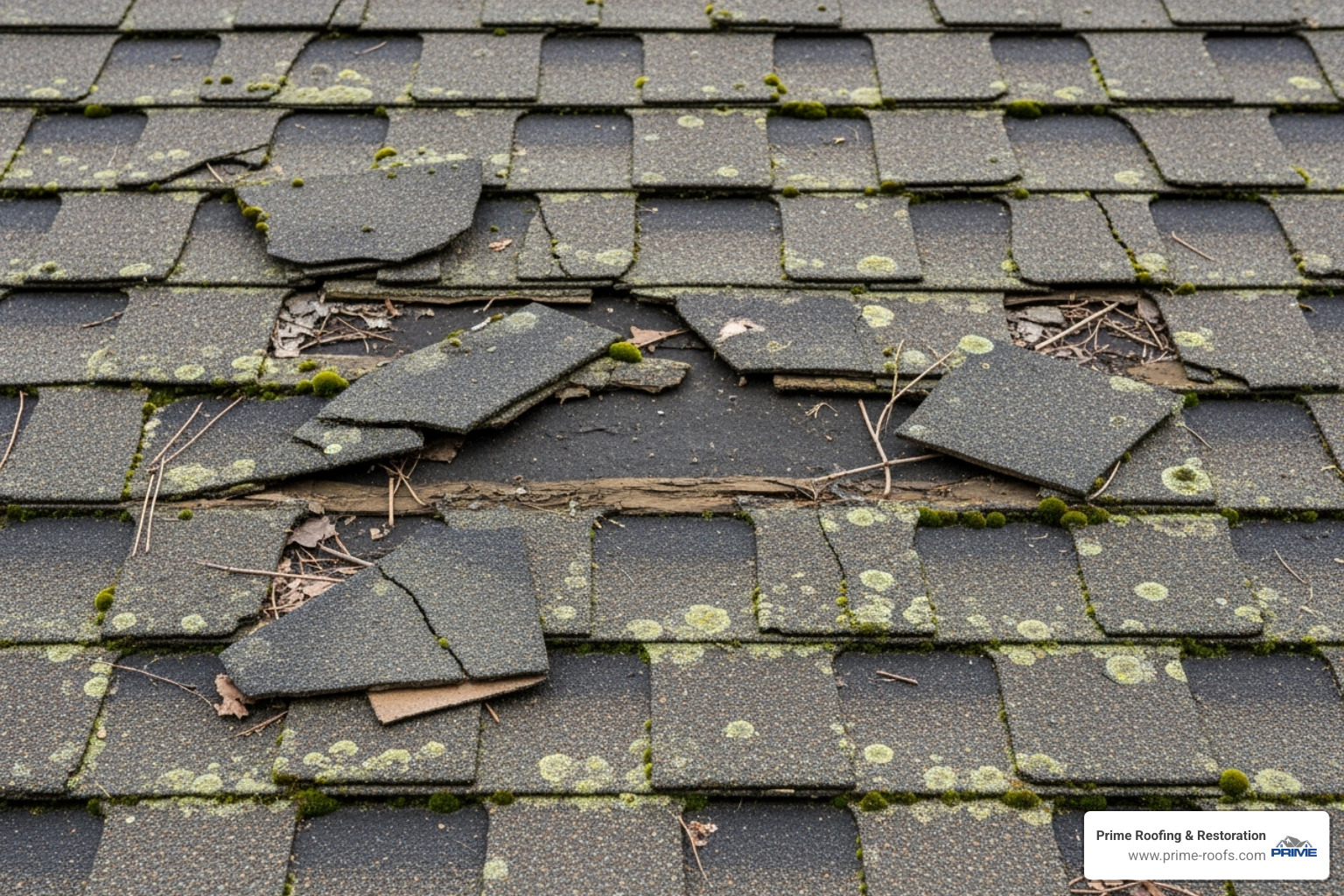 Curled, cracked, and missing asphalt shingles on an old roof - cost per sq ft to replace roof Curled, cracked, and missing asphalt shingles on an old roof - cost per sq ft to replace roof