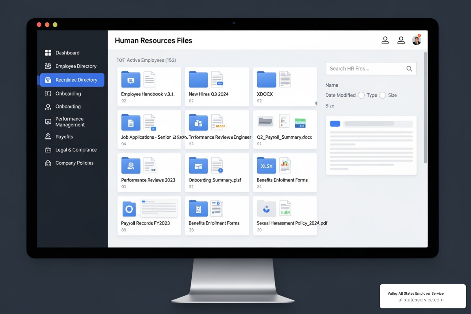 An organized digital file system for HR records - Documents for I-9