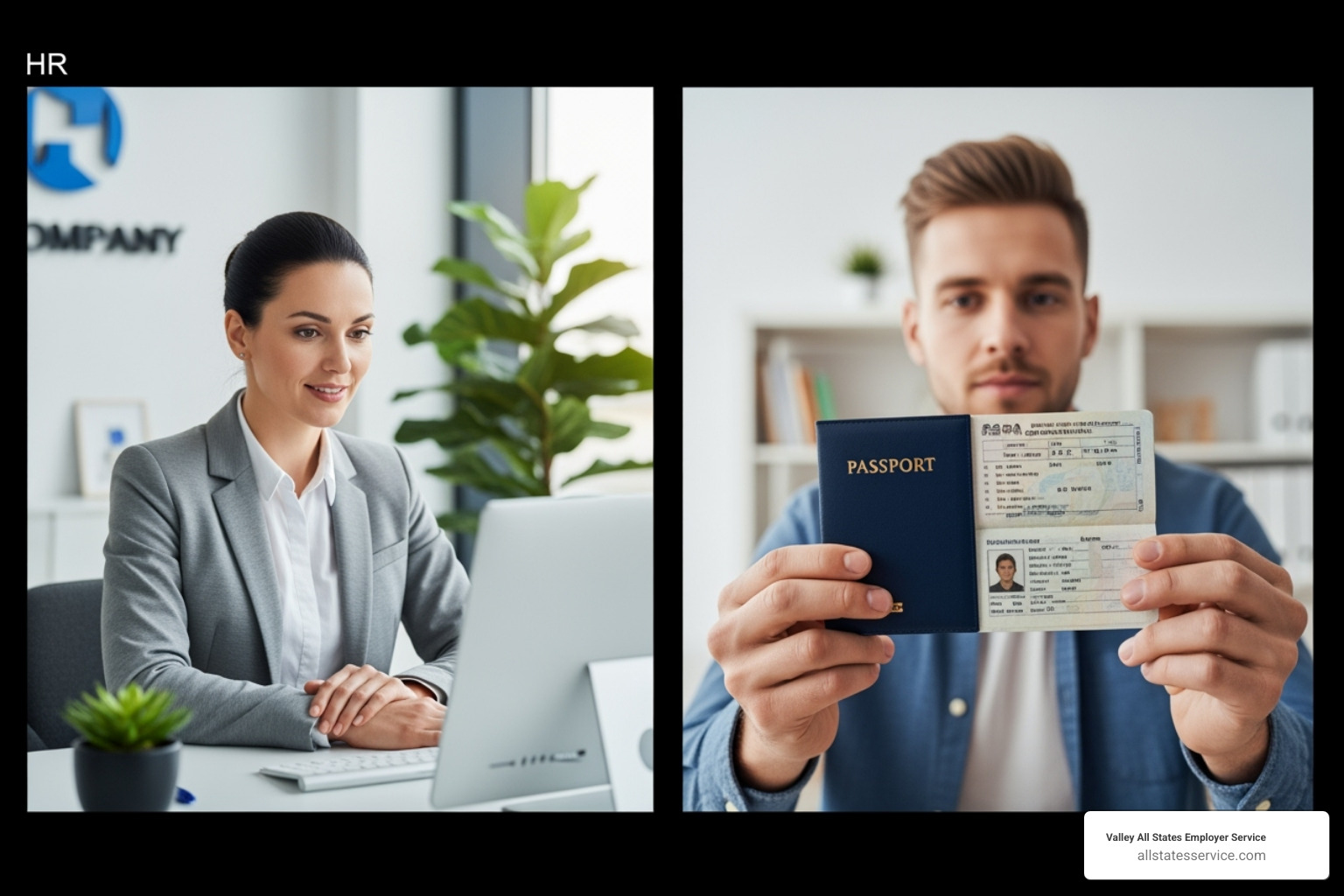 an HR professional on a video call with a new hire who is holding up their passport - how to review i 9 documents for remote employees