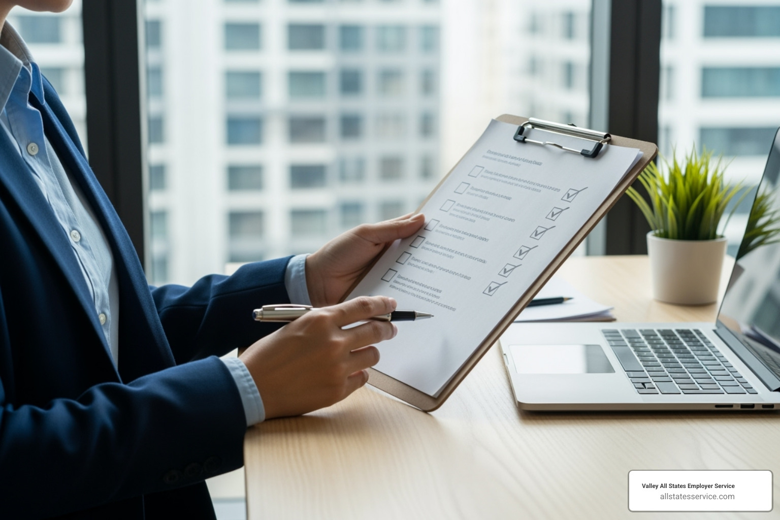 person reviewing a checklist on a clipboard - HR compliance audit person reviewing a checklist on a clipboard - HR compliance audit