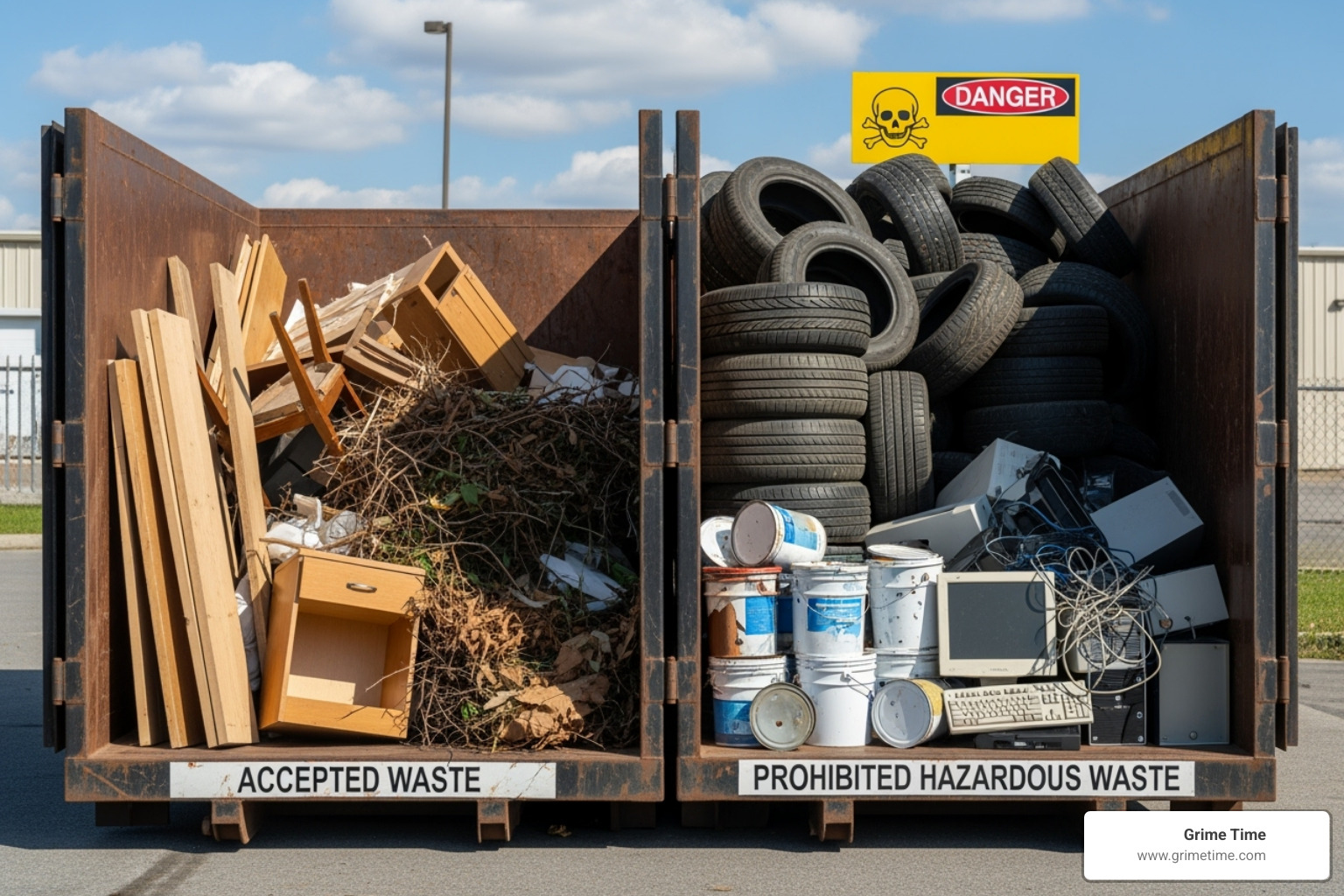 Accepted and prohibited materials - big trash container rental