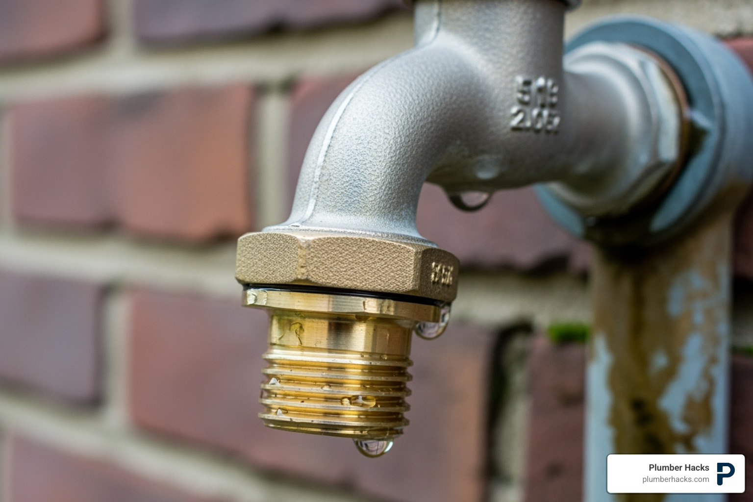 Close-up of a vacuum breaker on an outdoor faucet - Outdoor faucet repair