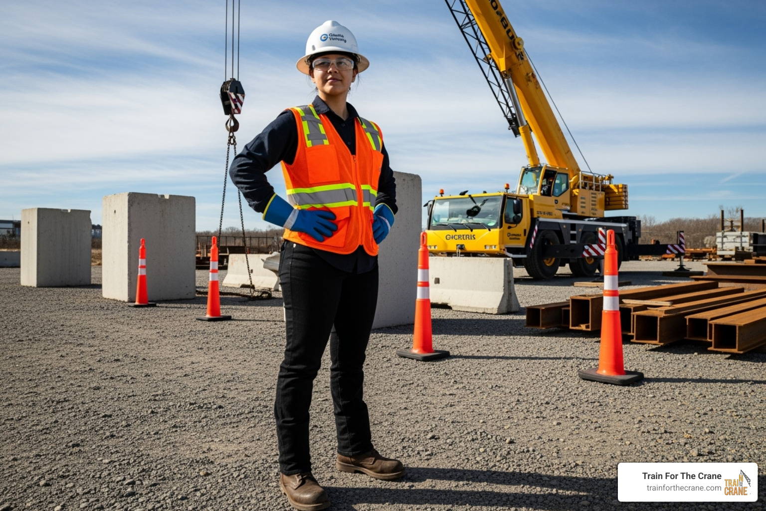 Student wearing full PPE for crane operator training - mobile crane operator course price