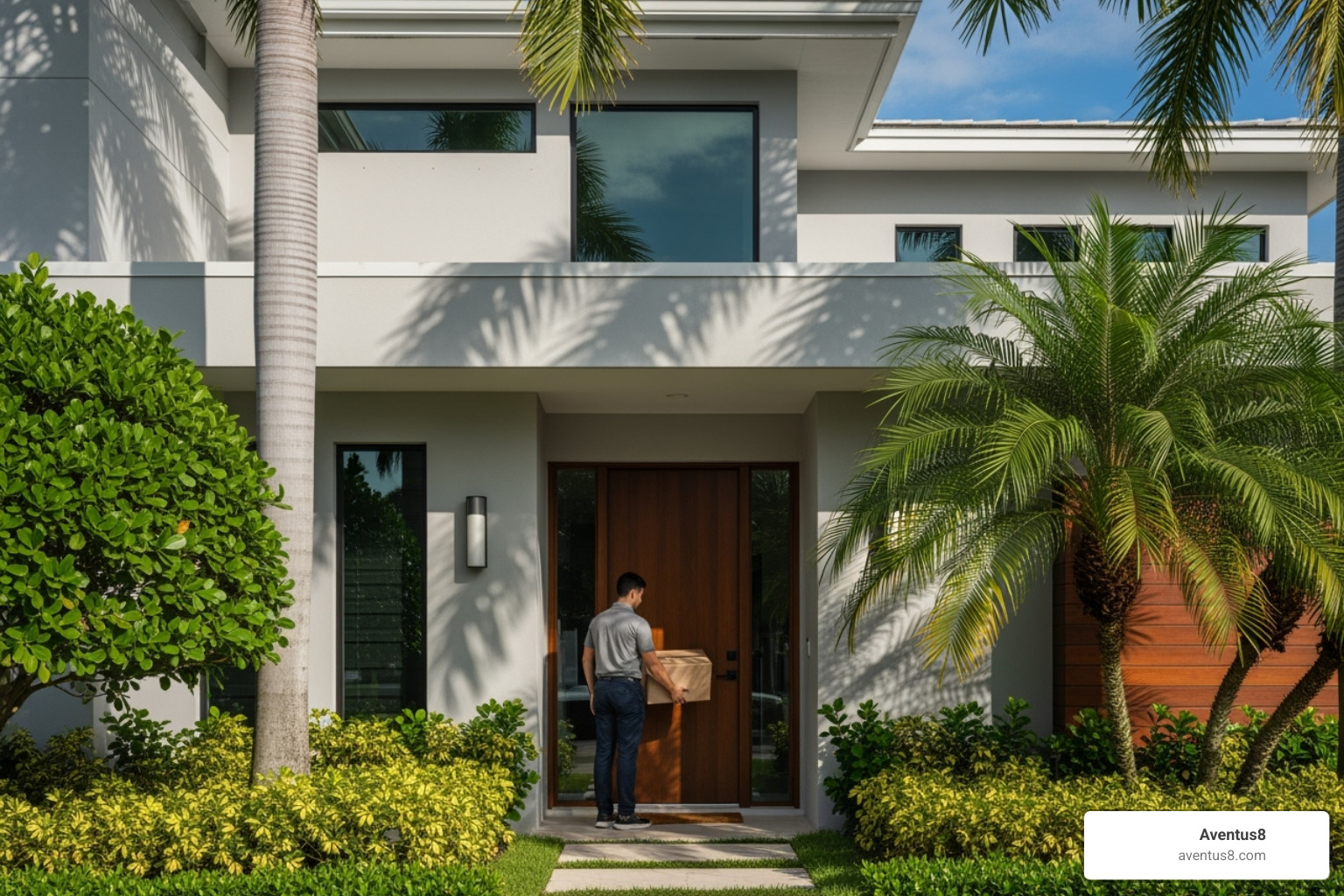 Discreet package being delivered to a modern home in a Hollywood, FL neighborhood - THC disposable vapes Hollywood FL Discreet package being delivered to a modern home in a Hollywood, FL neighborhood - THC disposable vapes Hollywood FL