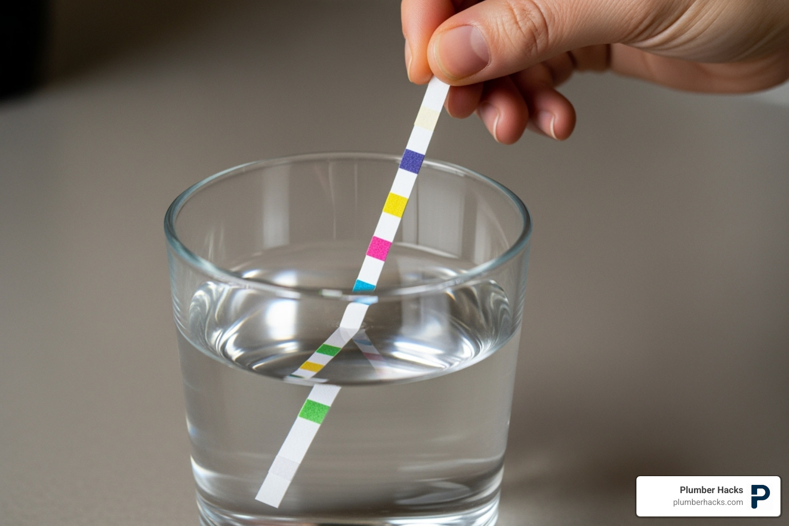 person using a water test strip - water softener installation