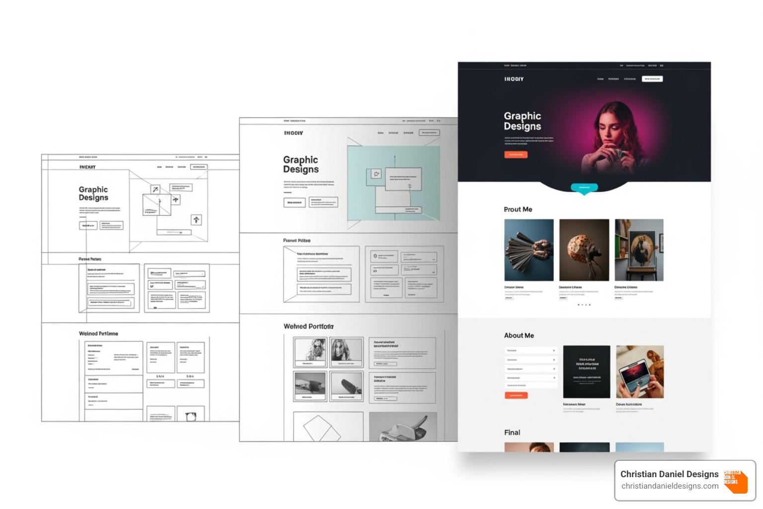 wireframe turning into a final design - Custom web design prices