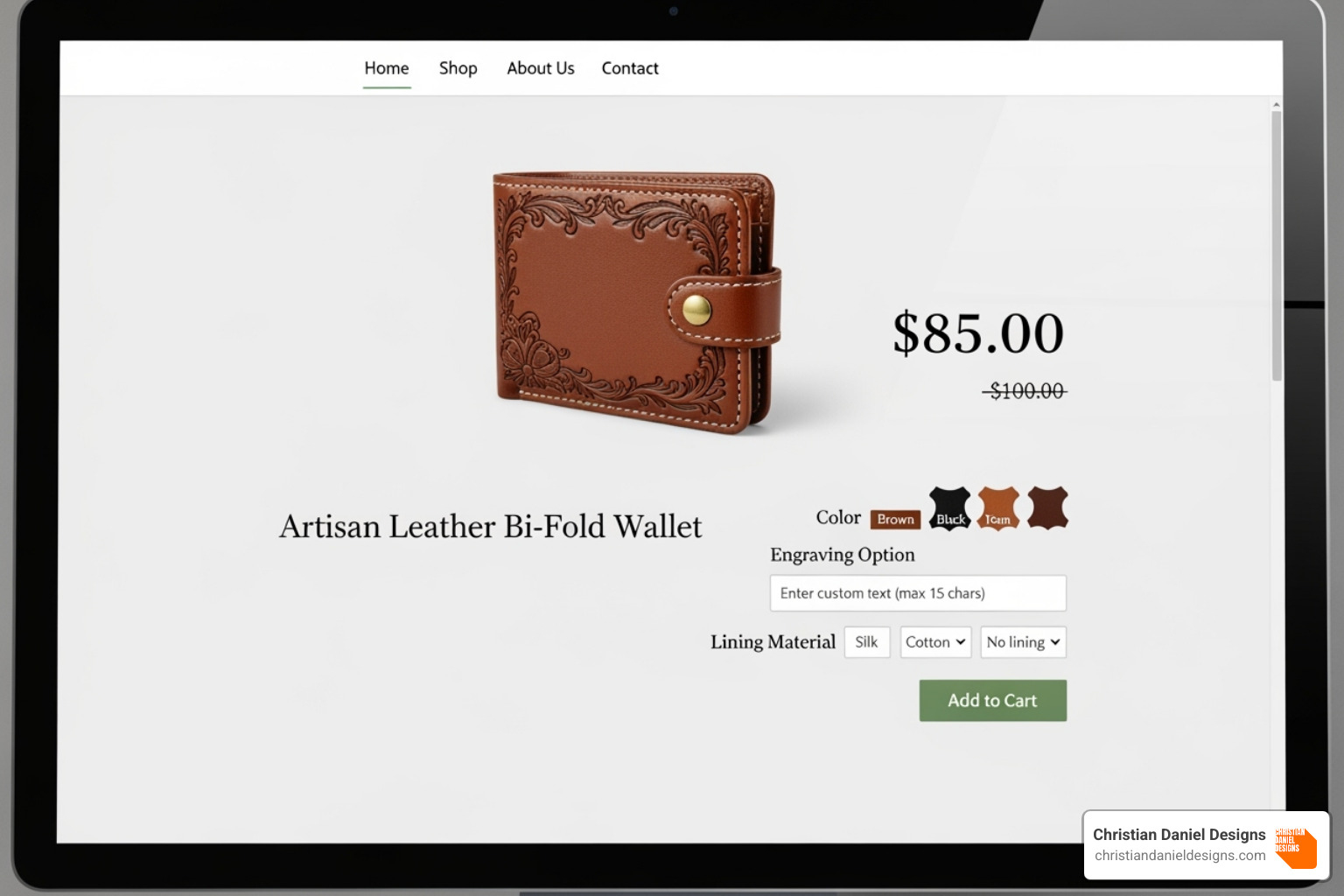 custom e-commerce product page - Custom web design prices