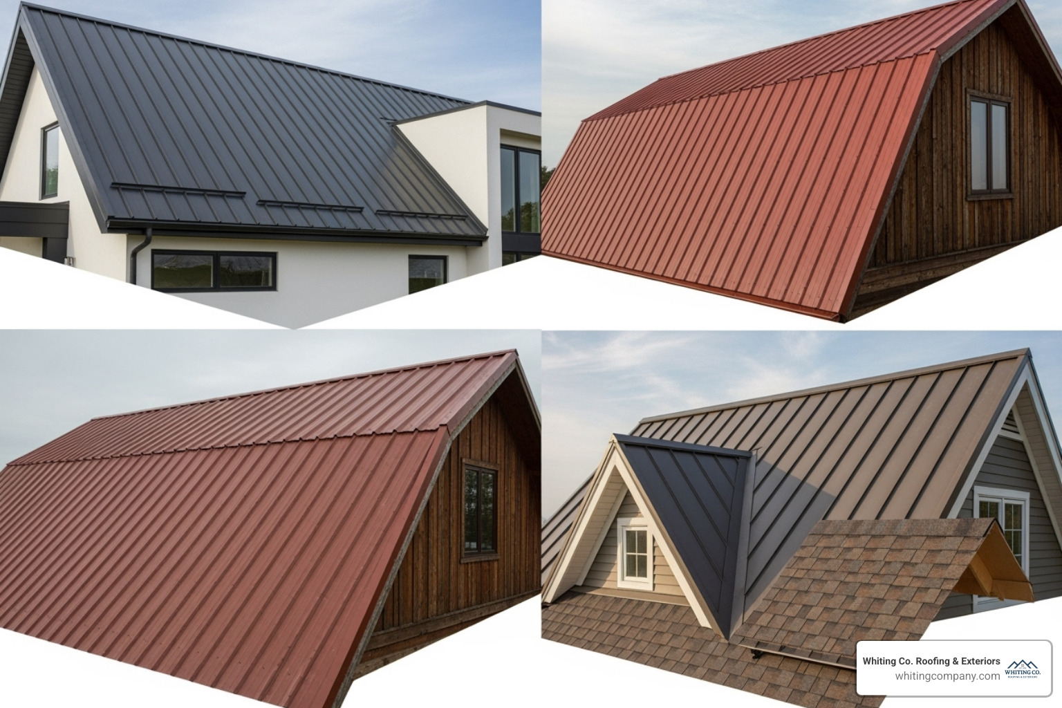 different metal roof styles (standing seam, corrugated, metal shingle) - residential metal roof contractors