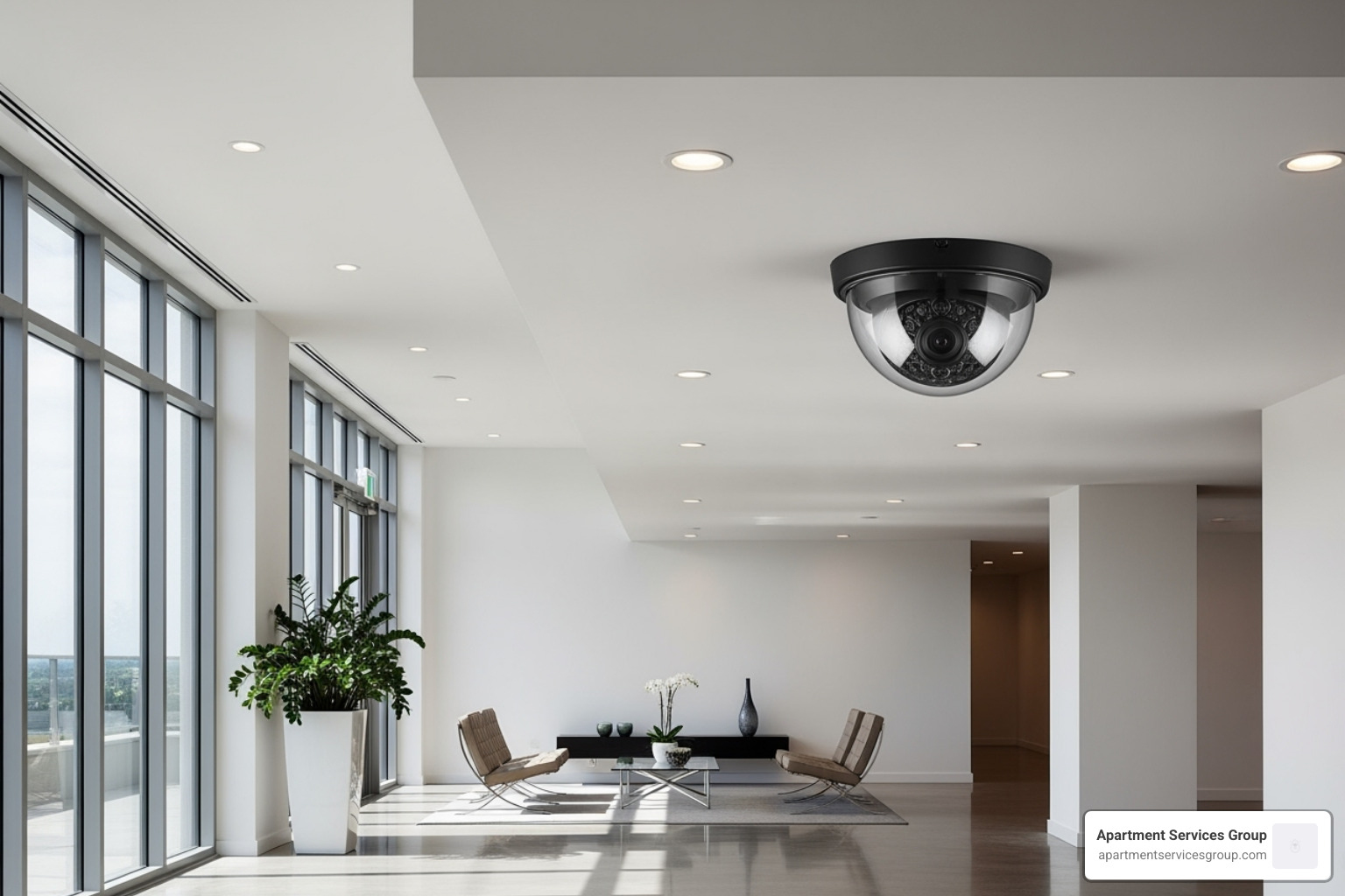 high-definition security camera discreetly placed in a common area - condominium security solutions