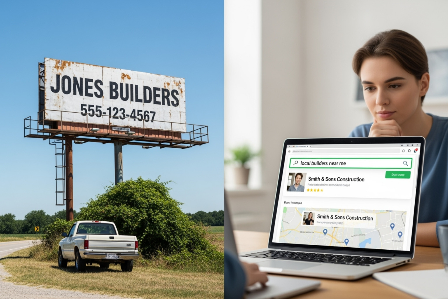 5-star review for a builder on a smartphone - seo for local builders