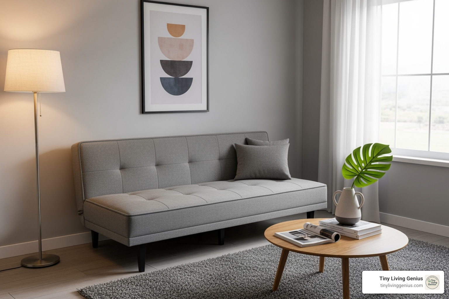 Sleek, armless futon-style sofa bed - compact sofa beds