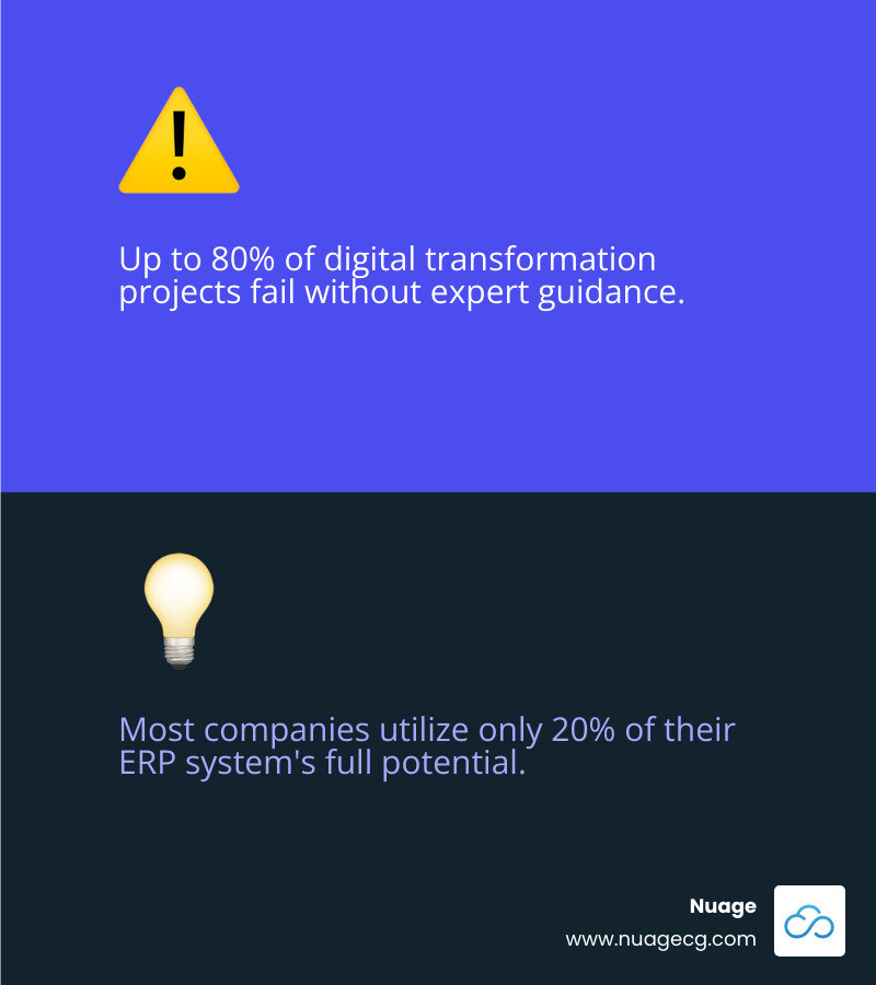 Infographic showing the core functions of an ERP system including Financial Management at the center, connected to Human Resources Management, Supply Chain Management, Customer Relationship Management (CRM), Inventory Management, Manufacturing, and Business Intelligence & Reporting modules, with cloud and on-premise deployment options indicated - ERP consulting firm infographic 2_facts_emoji_blue
