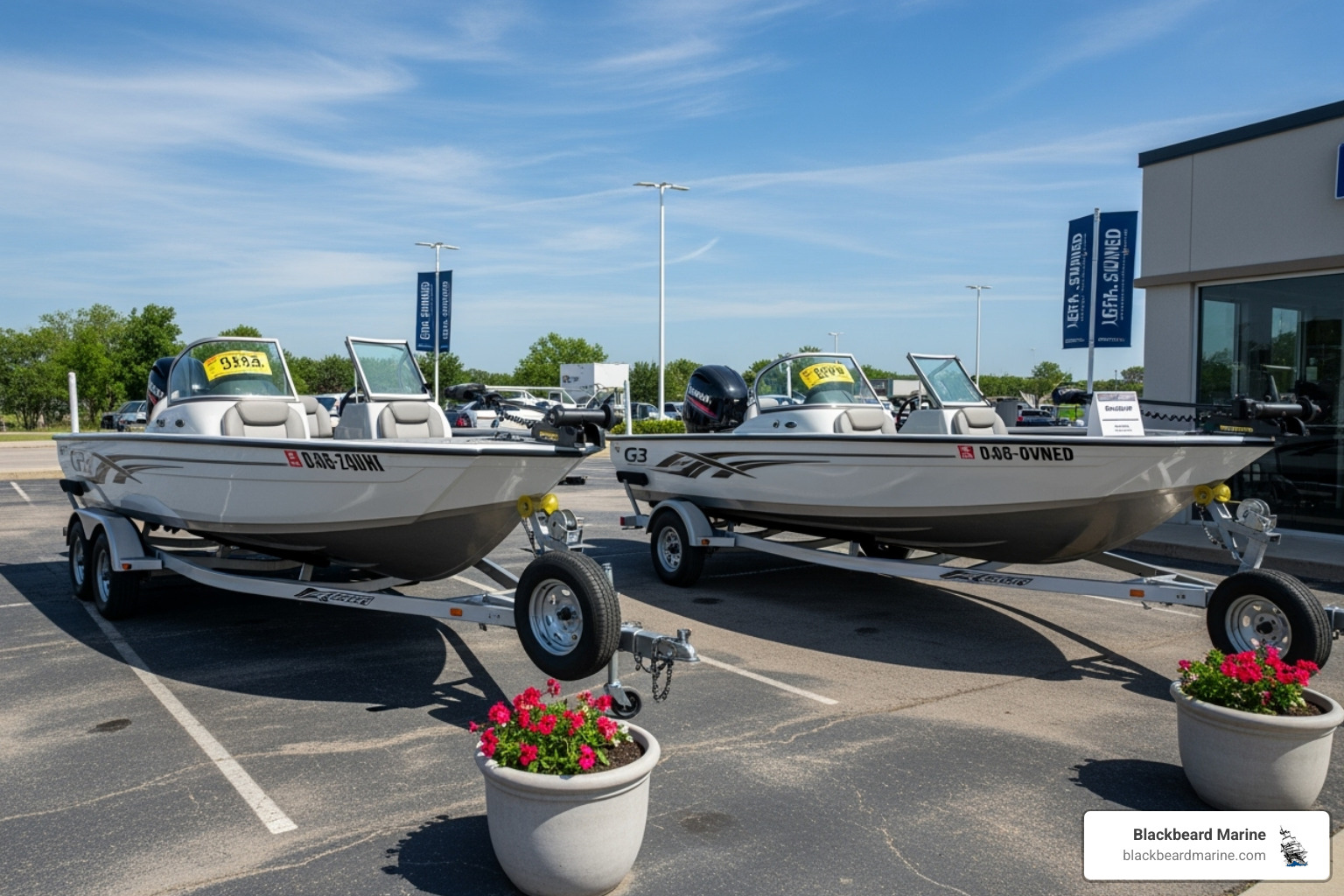 new G3 boat next to a certified pre-owned boat - boats for sale okc new G3 boat next to a certified pre-owned boat - boats for sale okc