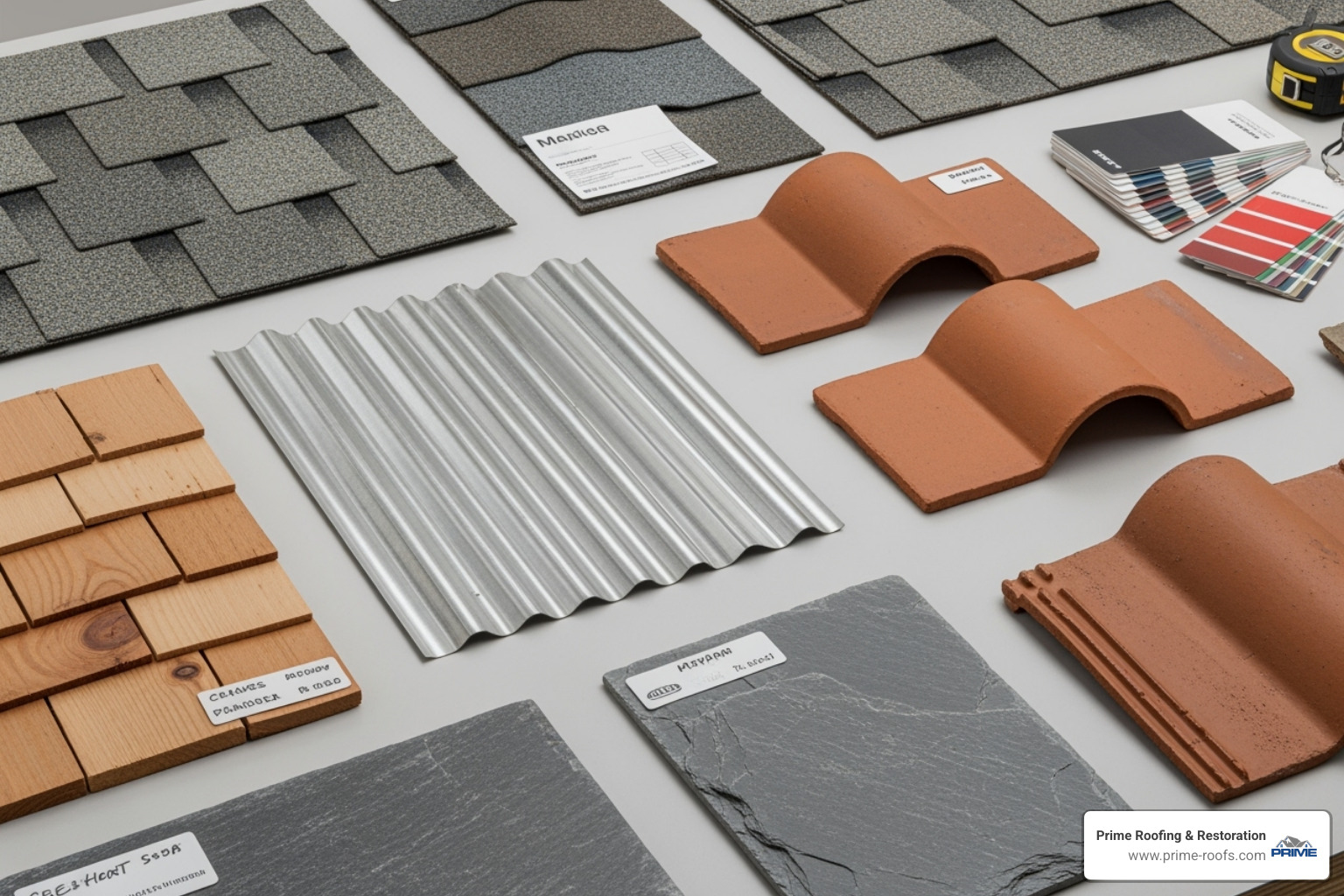 Samples of different roofing materials - Home roof installation