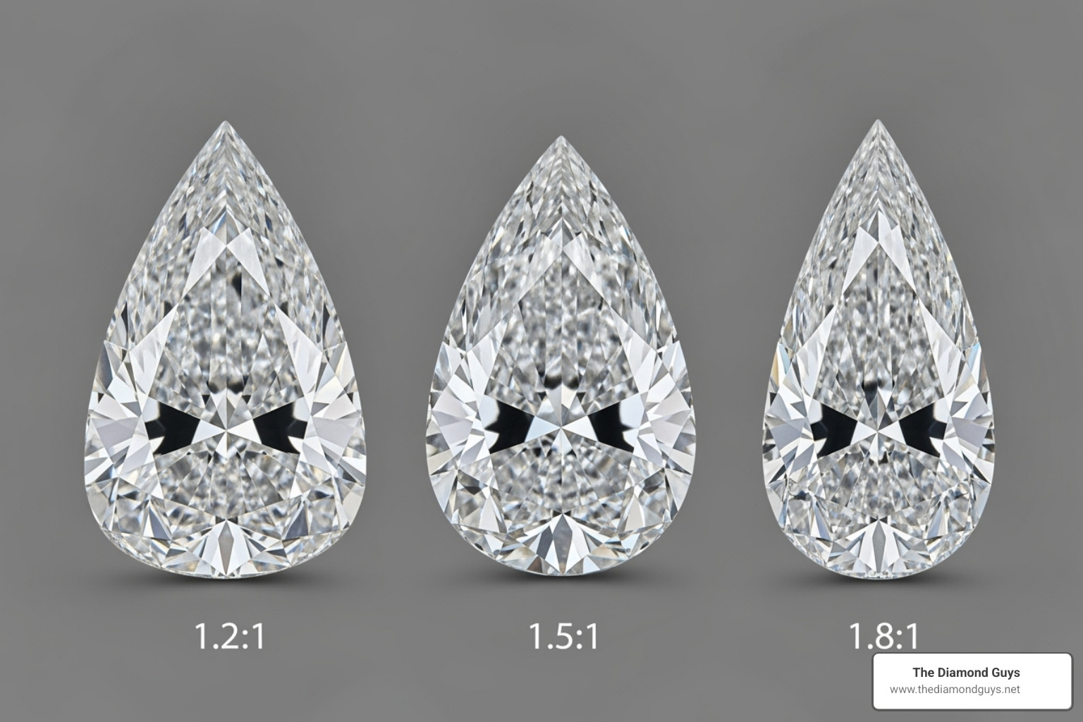 illustrating different length-to-width ratios - pear lab diamond