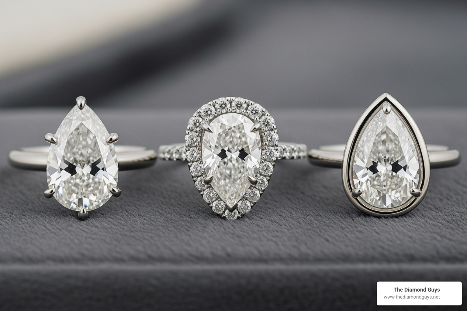 pear diamond in a solitaire, halo, and bezel setting - pear lab diamond