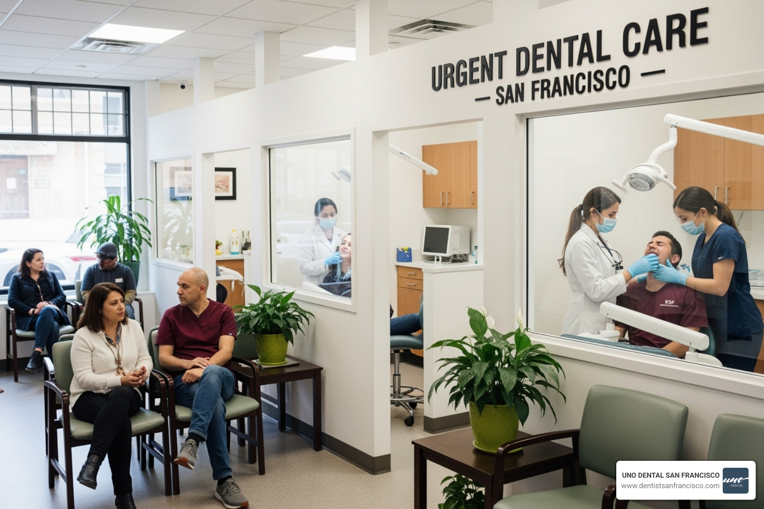 of a first-aid kit with dental items like gauze and a small container for a tooth - urgent dental care SF