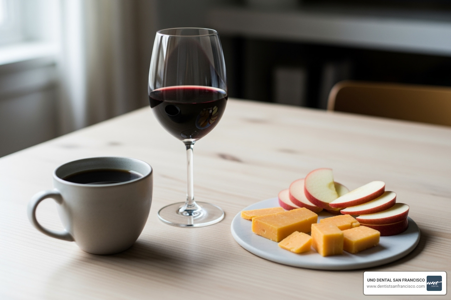 staining foods like coffee and wine next to teeth-friendly foods like apples and cheese - maintain white teeth staining foods like coffee and wine next to teeth-friendly foods like apples and cheese - maintain white teeth