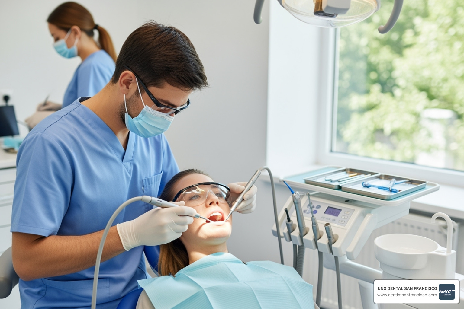 dentist performing professional teeth cleaning - maintain white teeth dentist performing professional teeth cleaning - maintain white teeth