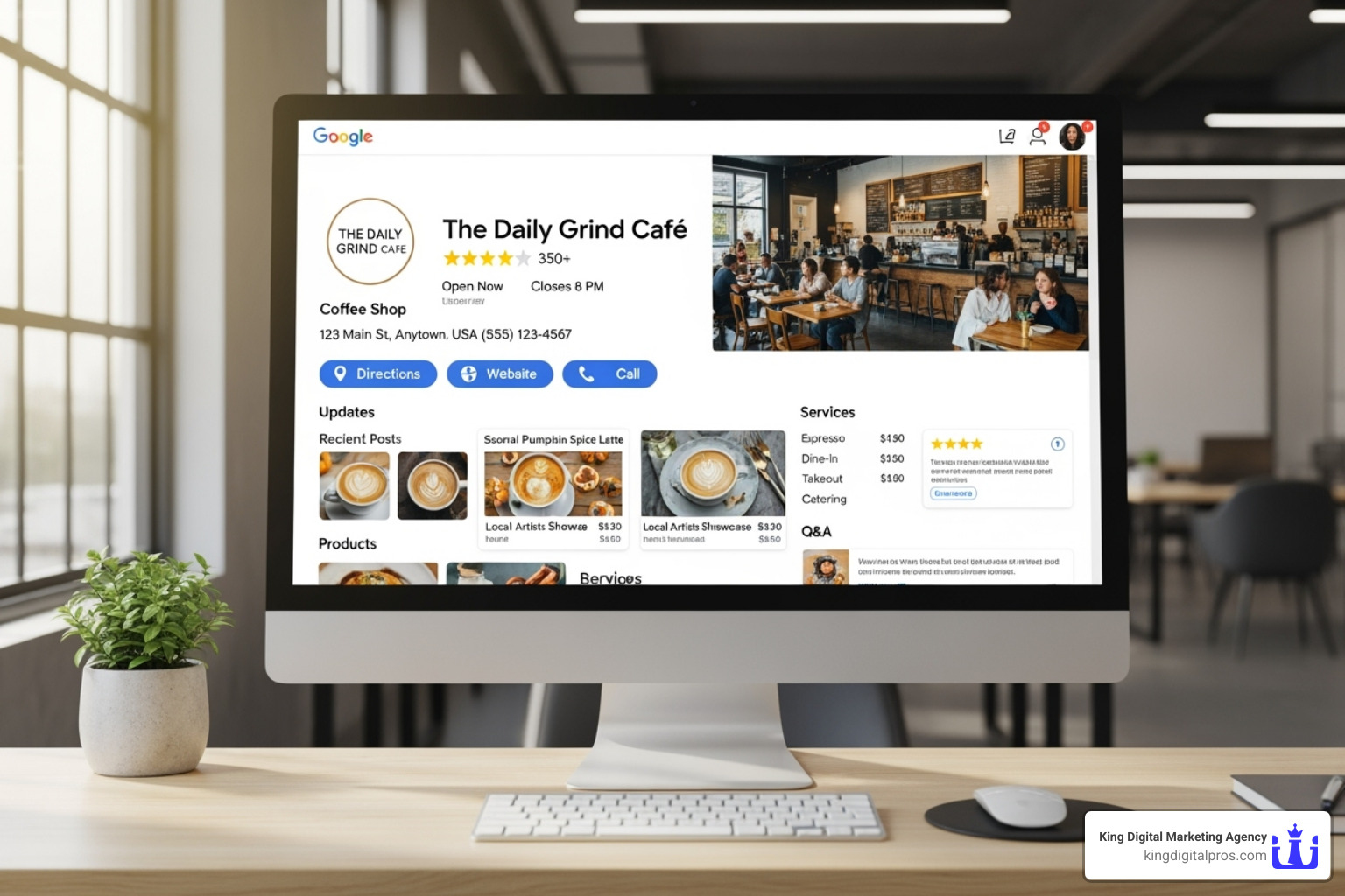 a fully optimized Google Business Profile on a desktop screen - Local SEO tips a fully optimized Google Business Profile on a desktop screen - Local SEO tips
