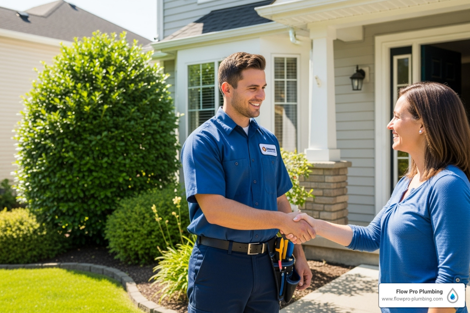 a reliable plumber shaking hands with a homeowner - sump pump repair Brentwood a reliable plumber shaking hands with a homeowner - sump pump repair Brentwood