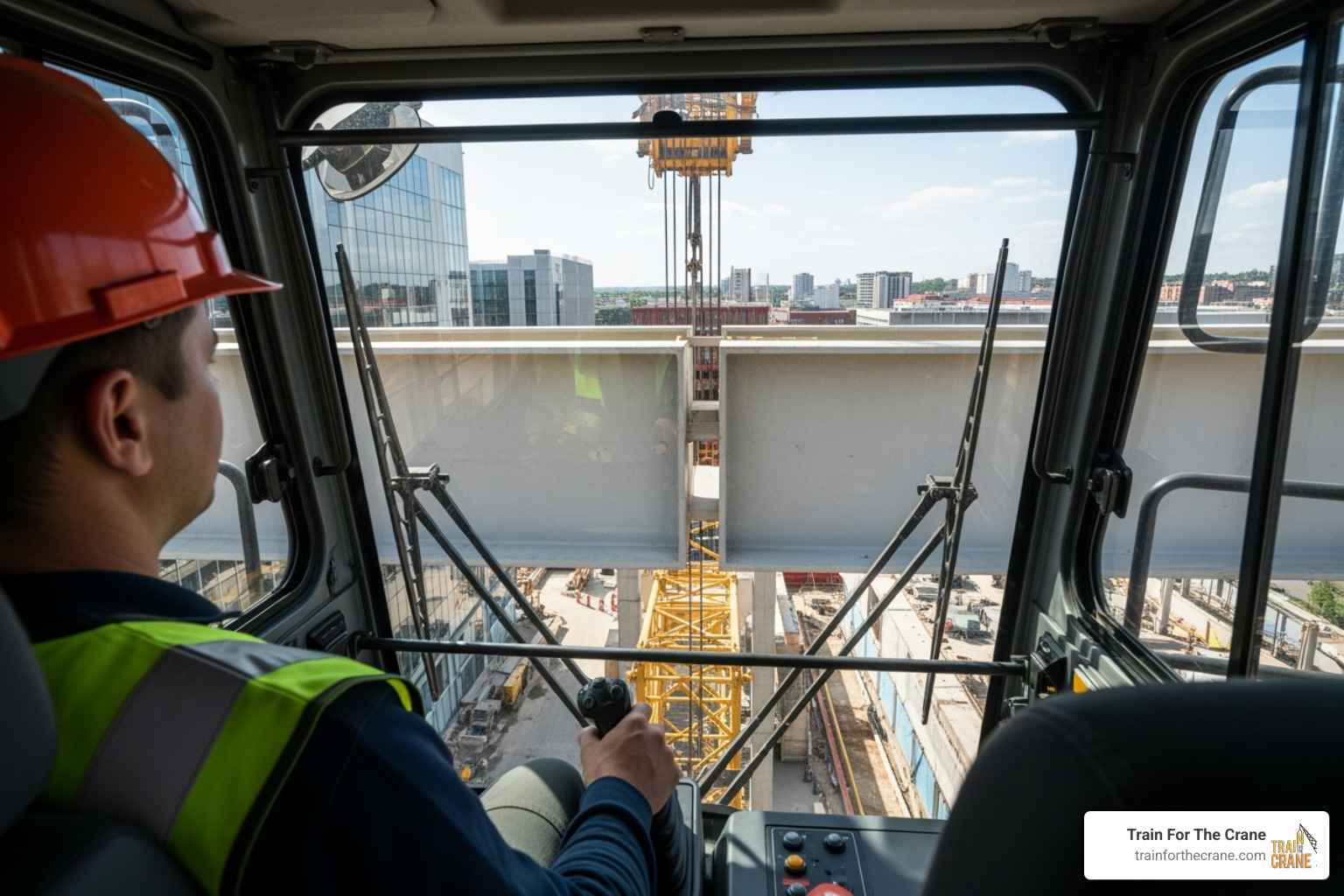 Image of an obstructed view for a crane operator, necessitating a signal person - certified signal person