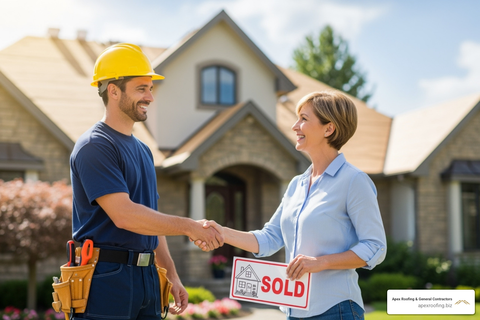 a friendly roofer shaking hands with a happy homeowner - roofing services san antonio tx a friendly roofer shaking hands with a happy homeowner - roofing services san antonio tx