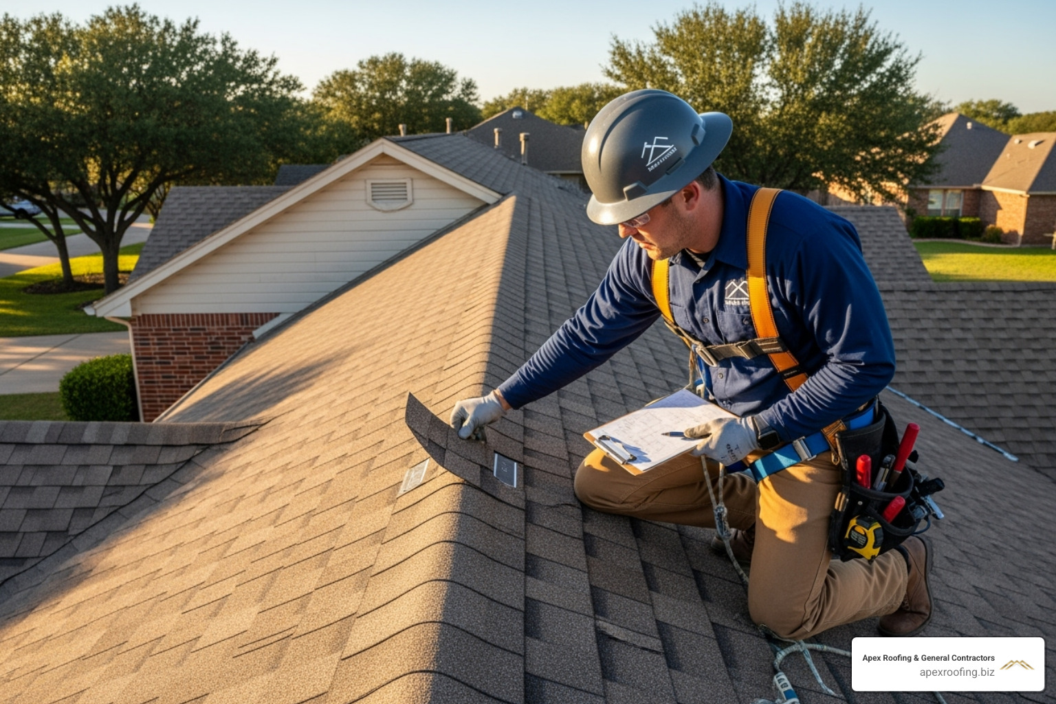 a roofing contractor inspecting a residential roof - roofing services san antonio tx a roofing contractor inspecting a residential roof - roofing services san antonio tx