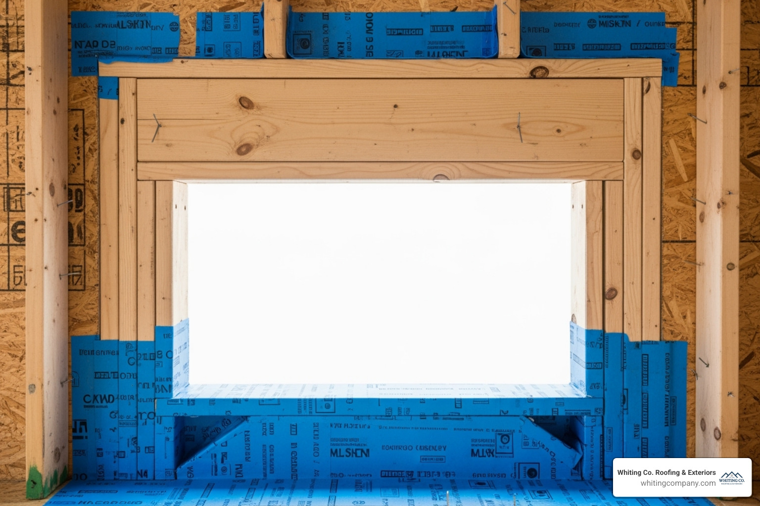 prepared rough opening with flashing tape applied - Exterior door installation