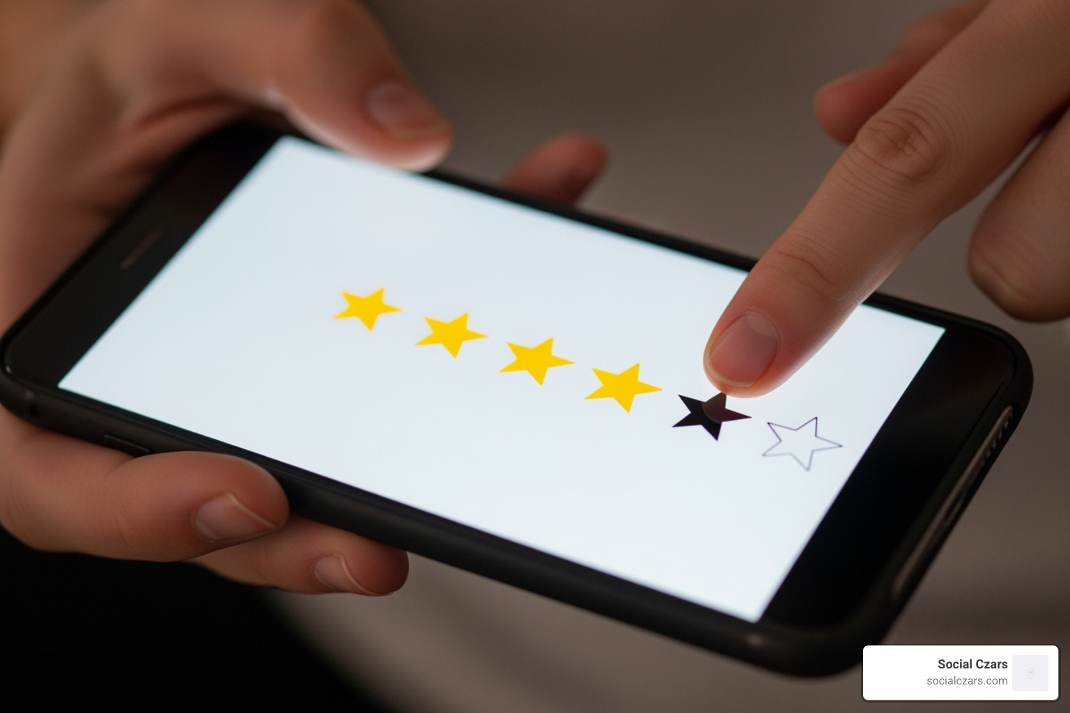 image of a customer leaving a 5-star review on a smartphone - business reputation management