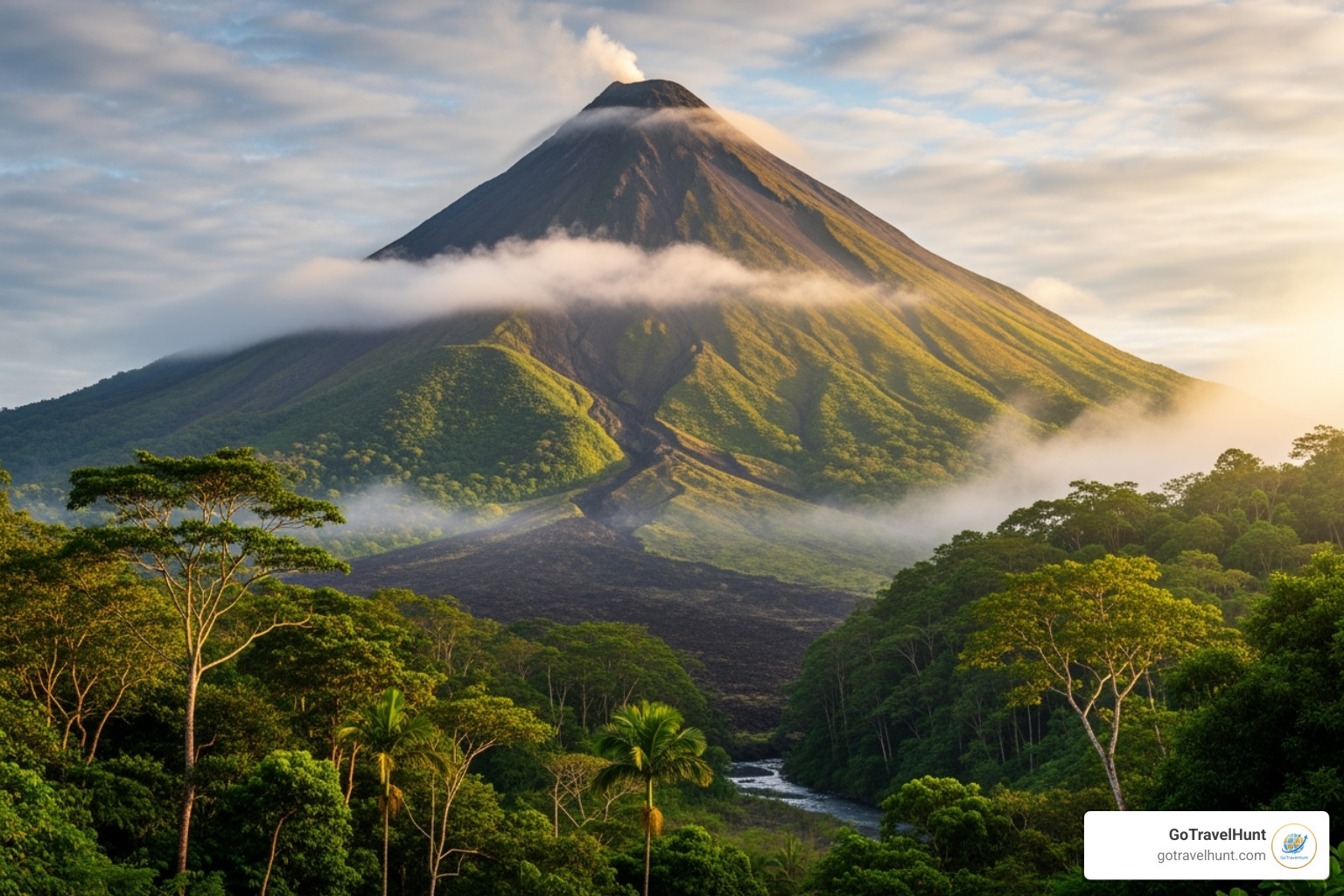 Arenal Volcano with mist around its peak - costa rica vacation​
