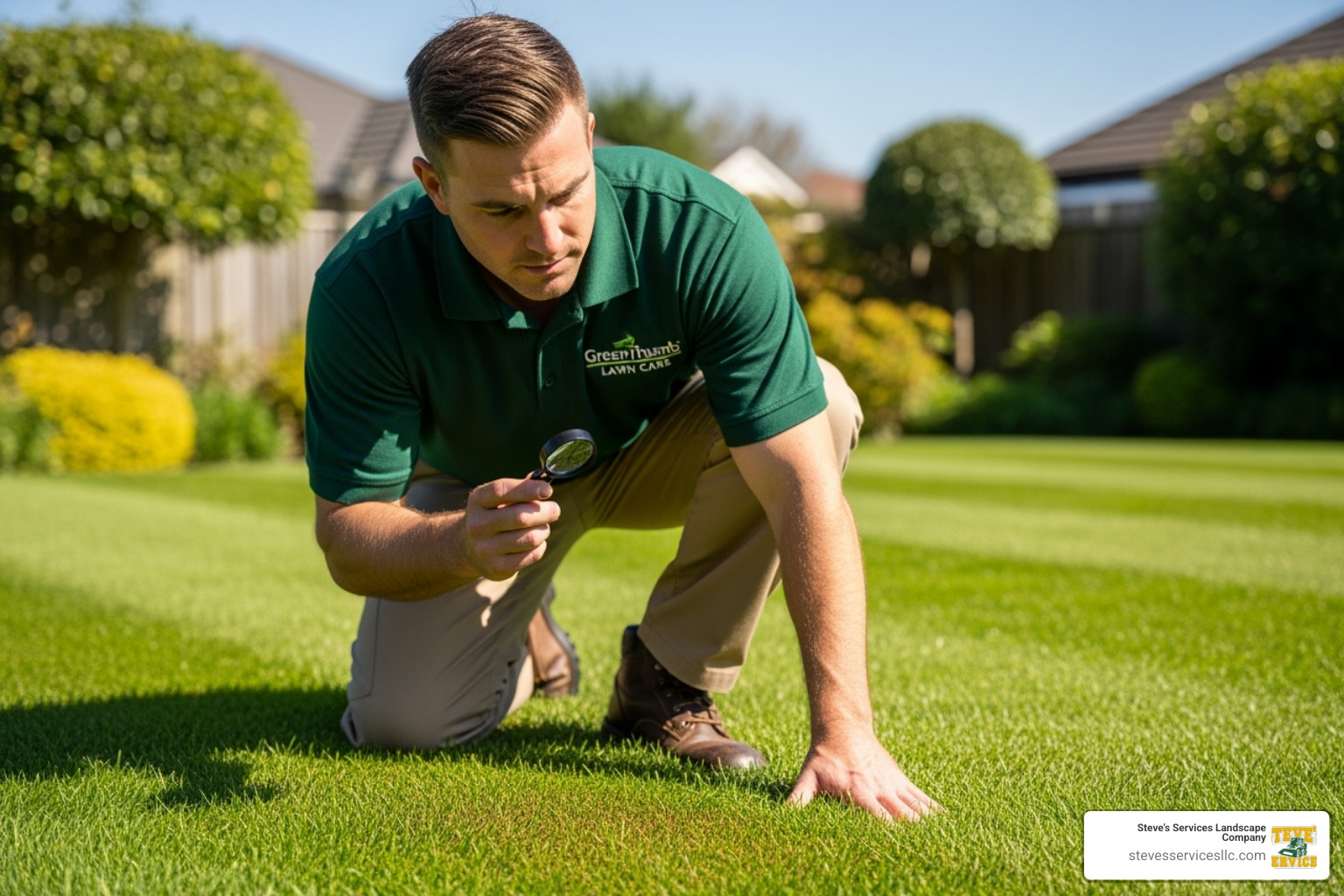 uniformed technician inspecting lawn - lawn fertilizer service cost uniformed technician inspecting lawn - lawn fertilizer service cost