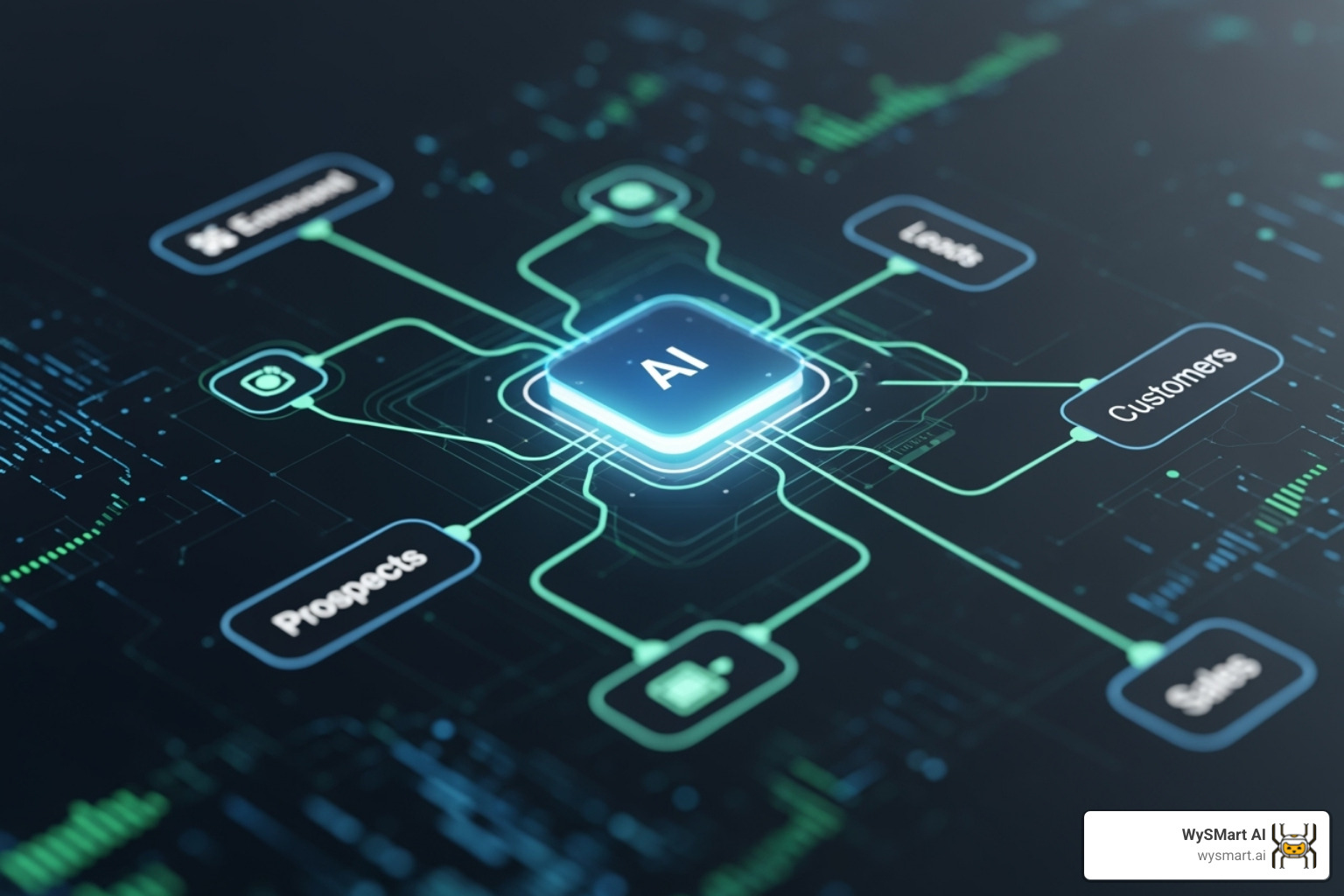 A clean, modern WySMart AI software dashboard displayed on a tablet, showing lead generation analytics and automation settings - AI-powered lead generation A clean, modern WySMart AI software dashboard displayed on a tablet, showing lead generation analytics and automation settings - AI-powered lead generation