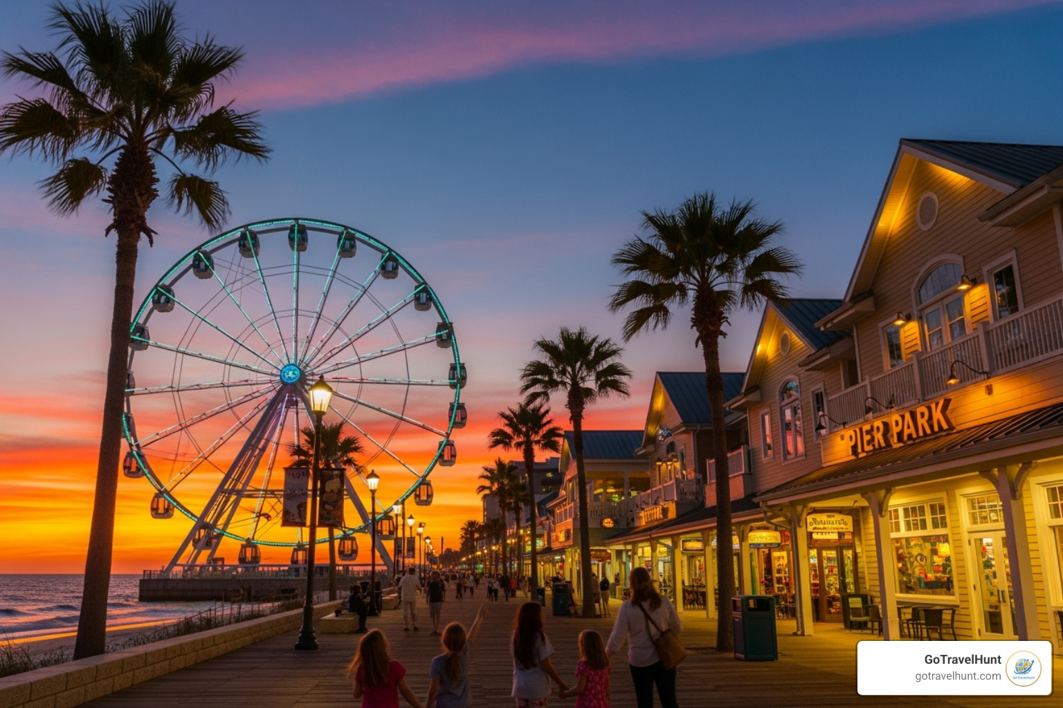 SkyWheel and shops at Pier Park at sunset - vacation houses for rent panama city beach fl SkyWheel and shops at Pier Park at sunset - vacation houses for rent panama city beach fl
