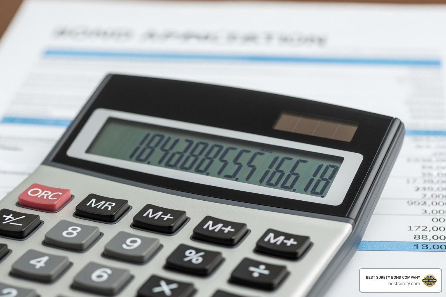 Calculator showing a bond premium calculation. - Lost instrument bond
