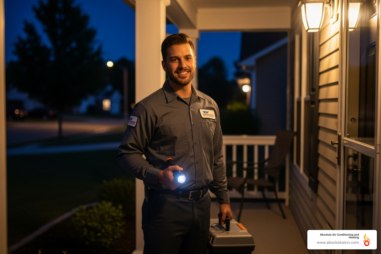 friendly technician arriving at home at night - 24 hour hvac repair palm desert friendly technician arriving at home at night - 24 hour hvac repair palm desert