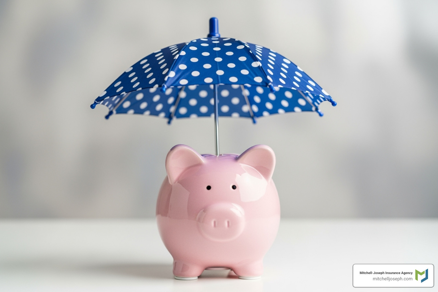 piggy bank with an umbrella over it - umbrella insurance rochester ny