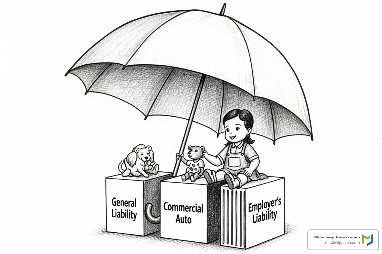 diagram showing an umbrella policy covering General Liability, Commercial Auto, and Employer's Liability policies - commercial umbrella insurance rochester ny diagram showing an umbrella policy covering General Liability, Commercial Auto, and Employer's Liability policies - commercial umbrella insurance rochester ny