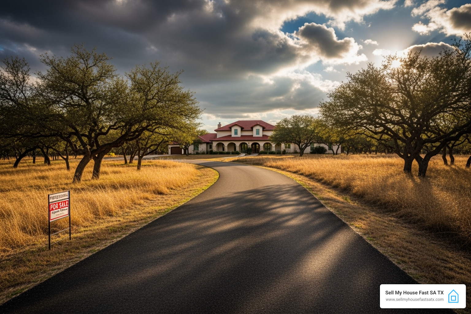 A long, winding road leading to a house in the distance with a cloudy sky - how long does it take to sell a house A long, winding road leading to a house in the distance with a cloudy sky - how long does it take to sell a house