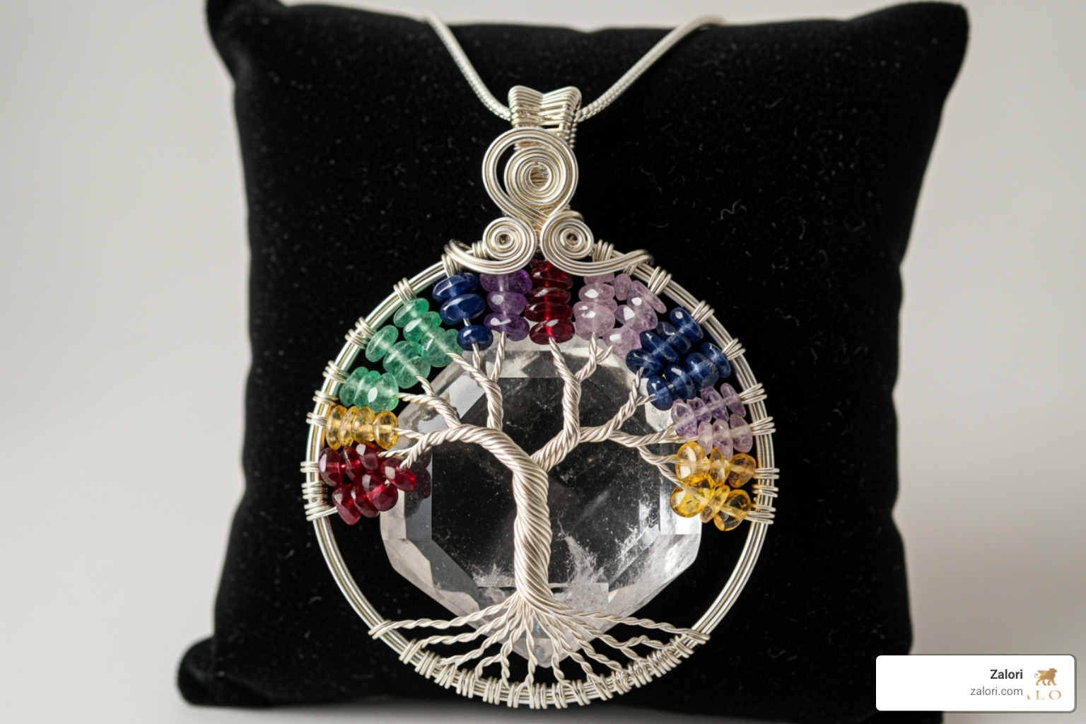 a beautiful, high-quality tree of life crystal necklace with intricate wire wrapping and sparkling gemstones, displayed elegantly - tree of life crystal necklace a beautiful, high-quality tree of life crystal necklace with intricate wire wrapping and sparkling gemstones, displayed elegantly - tree of life crystal necklace