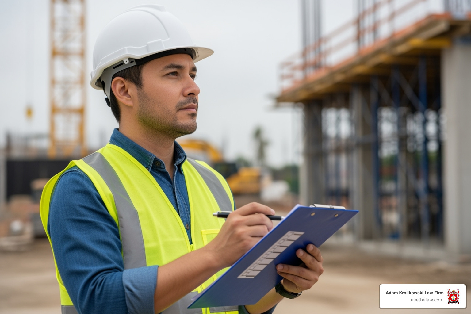 site manager conducting a safety inspection with a checklist - construction site safety site manager conducting a safety inspection with a checklist - construction site safety