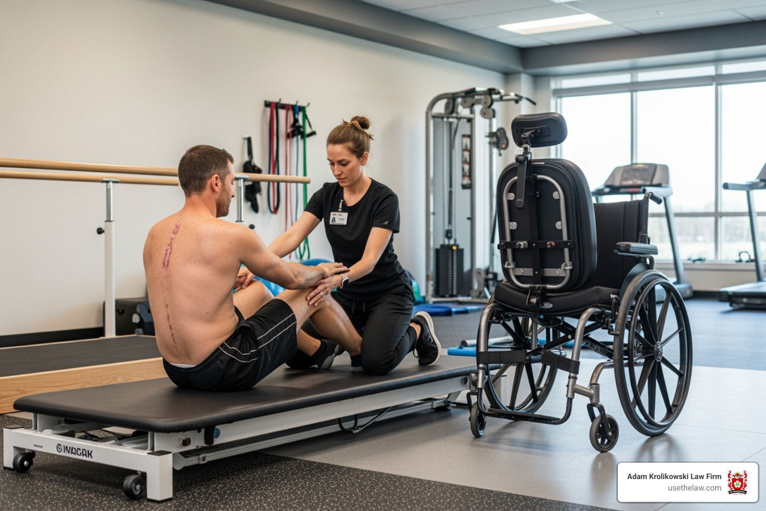 A physical therapy session focused on spinal cord injury rehabilitation - catastrophic injury lawyer A physical therapy session focused on spinal cord injury rehabilitation - catastrophic injury lawyer