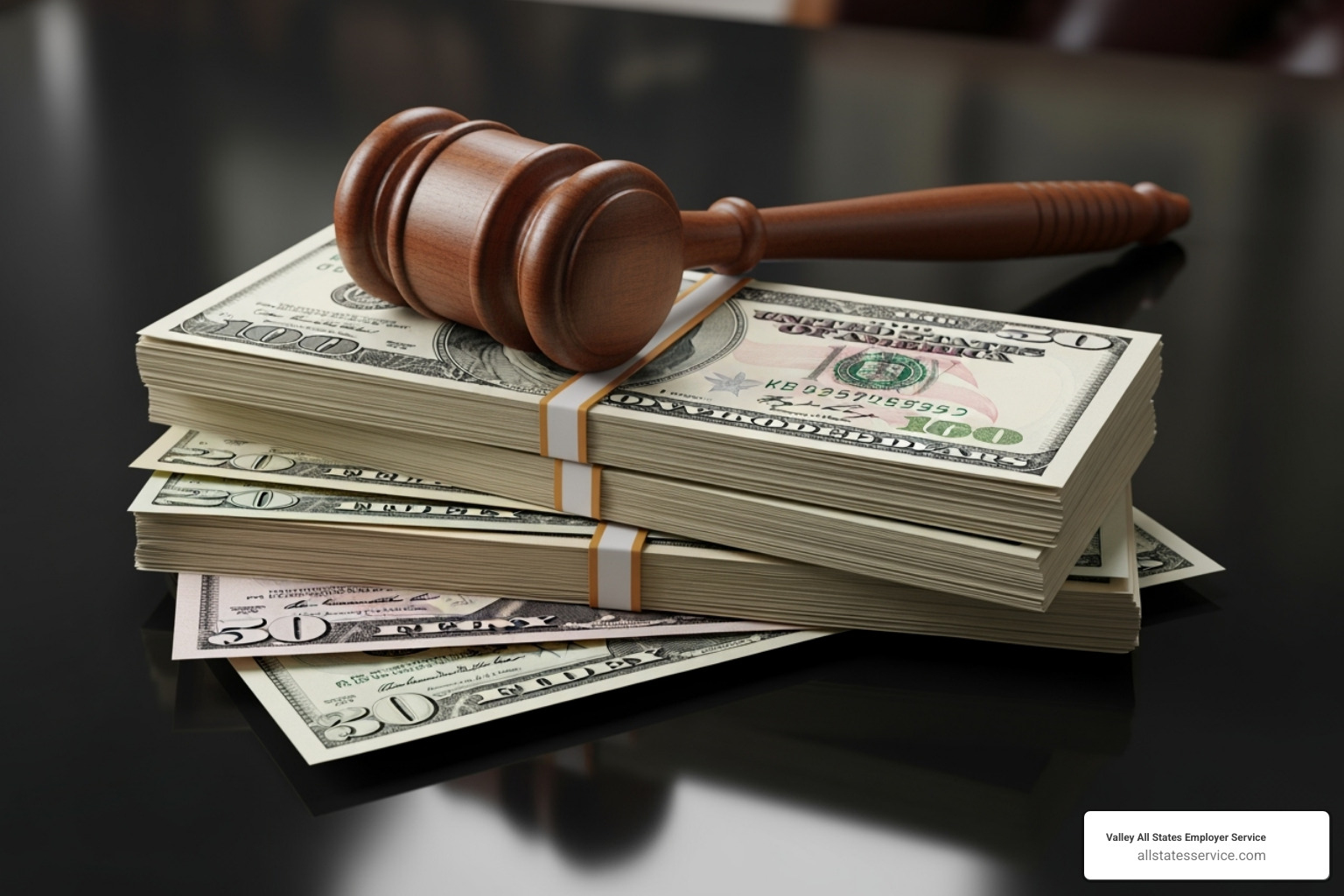 gavel and a stack of money - I-9 audit penalties