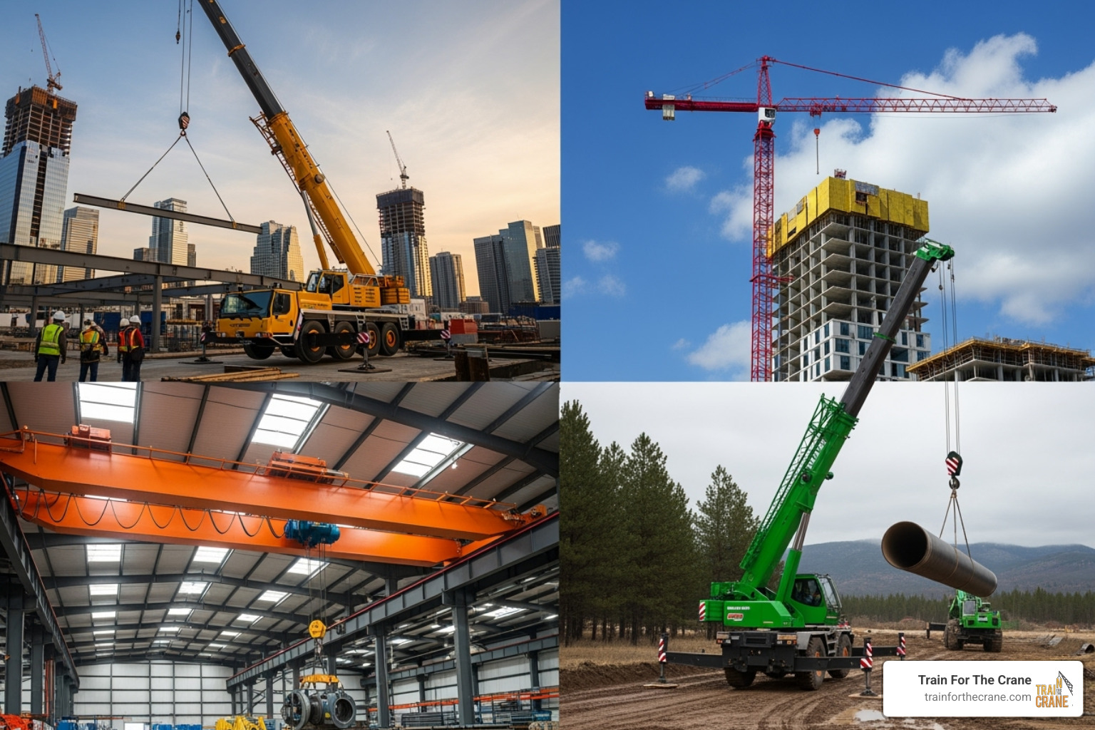Collage of different crane types - what is NCCCO Collage of different crane types - what is NCCCO