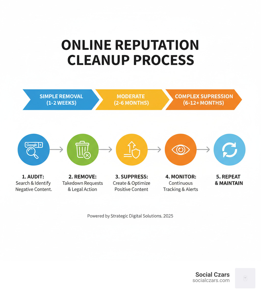 infographic showing reputation cleanup process - online reputation cleanup infographic 